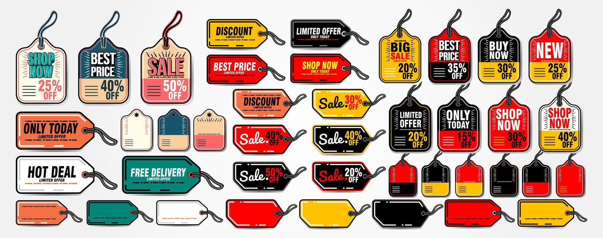 a collection of sale banners and signs vector