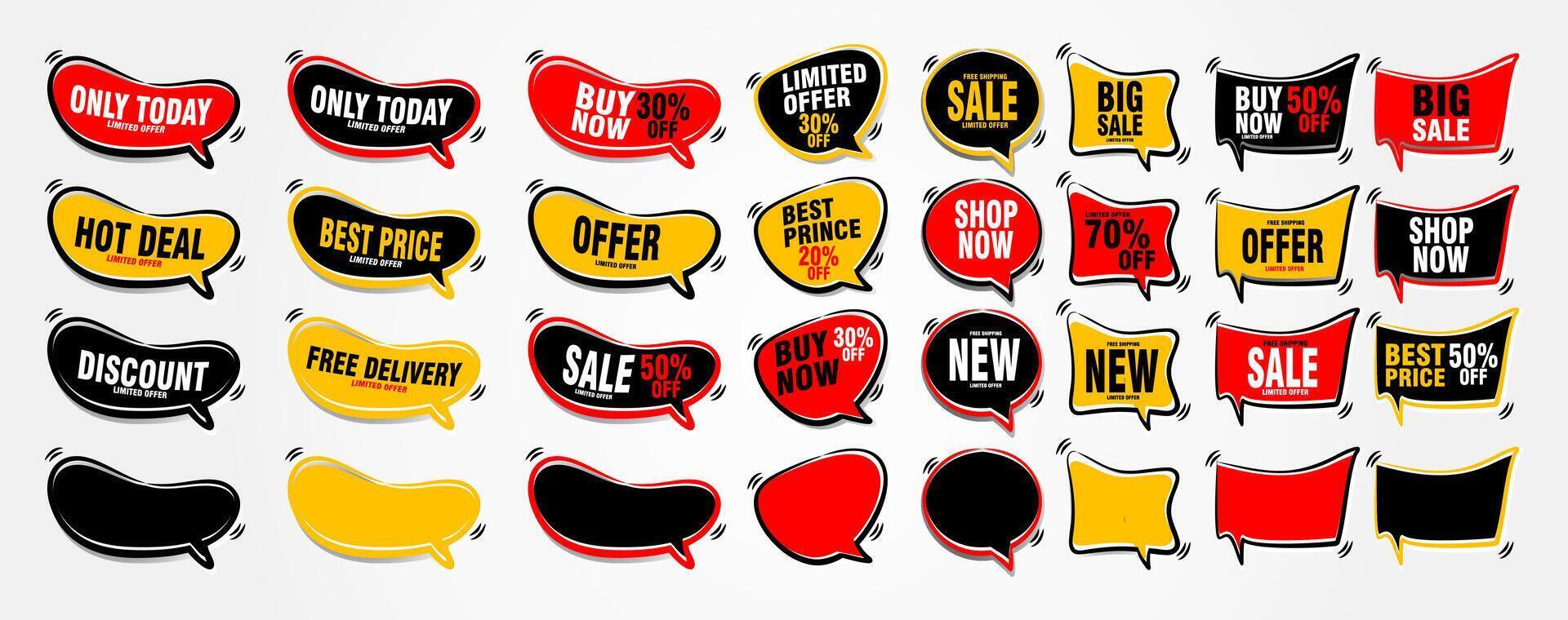 a collection of sale banners and signs vector