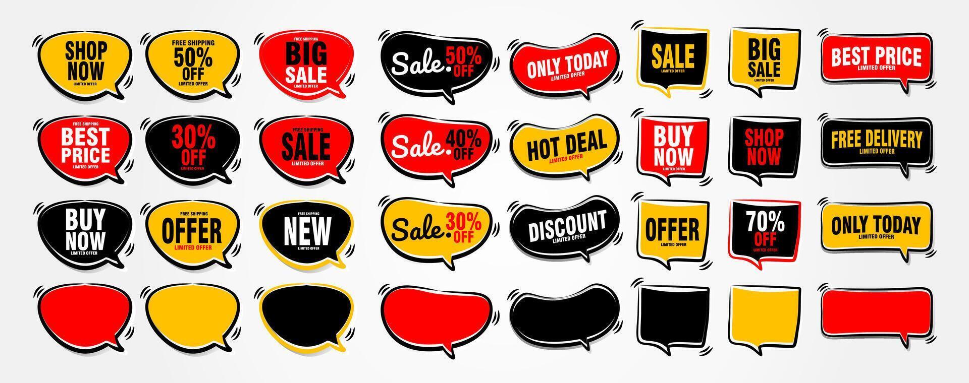 a collection of sale banners and signs vector