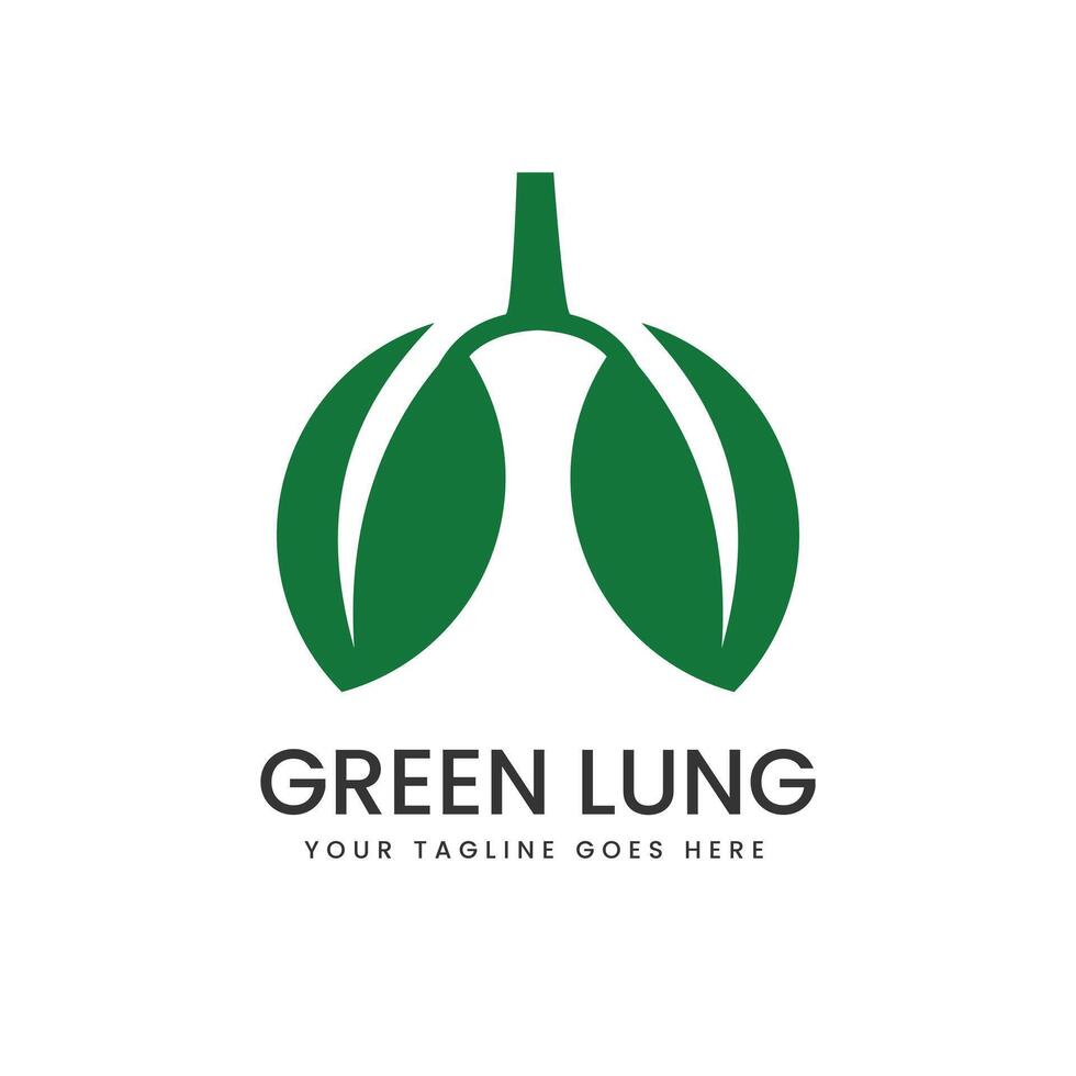 Illustration of two green leaves forming a silhouette of lungs which symbolizes health, the environment can be used for health business vector