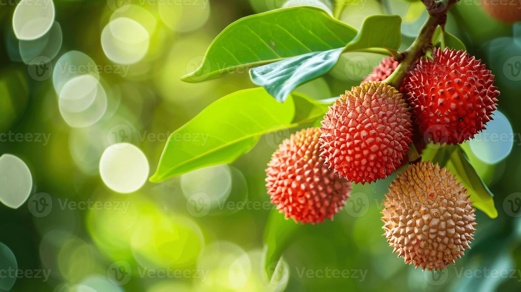 Ripe juicy fruits on a green branch photo