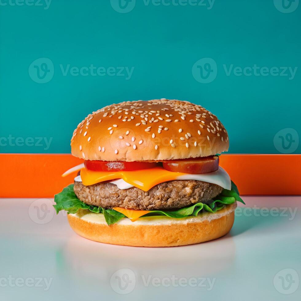 Delicious fastfood grilled fresh tasty burger photo