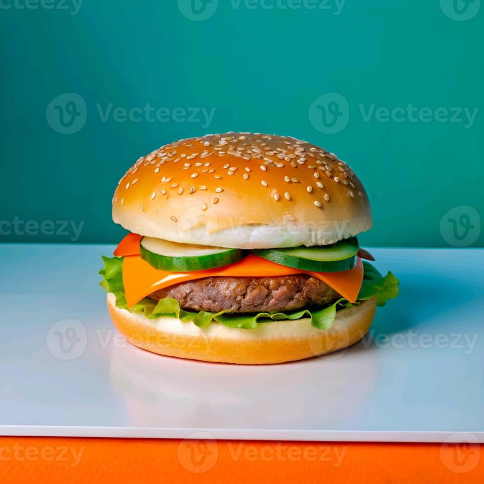 Delicious fastfood grilled fresh tasty burger photo