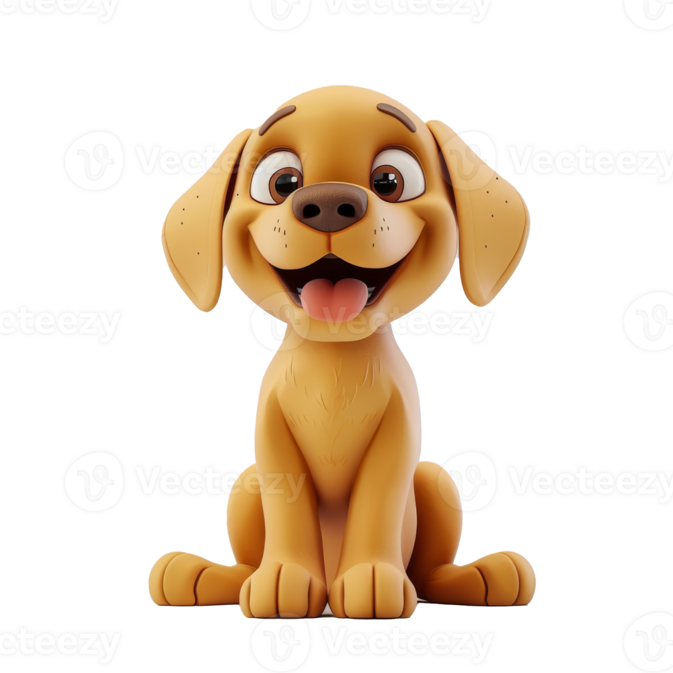 A cute cartoon dog with big eyes and a happy expression on its face. png