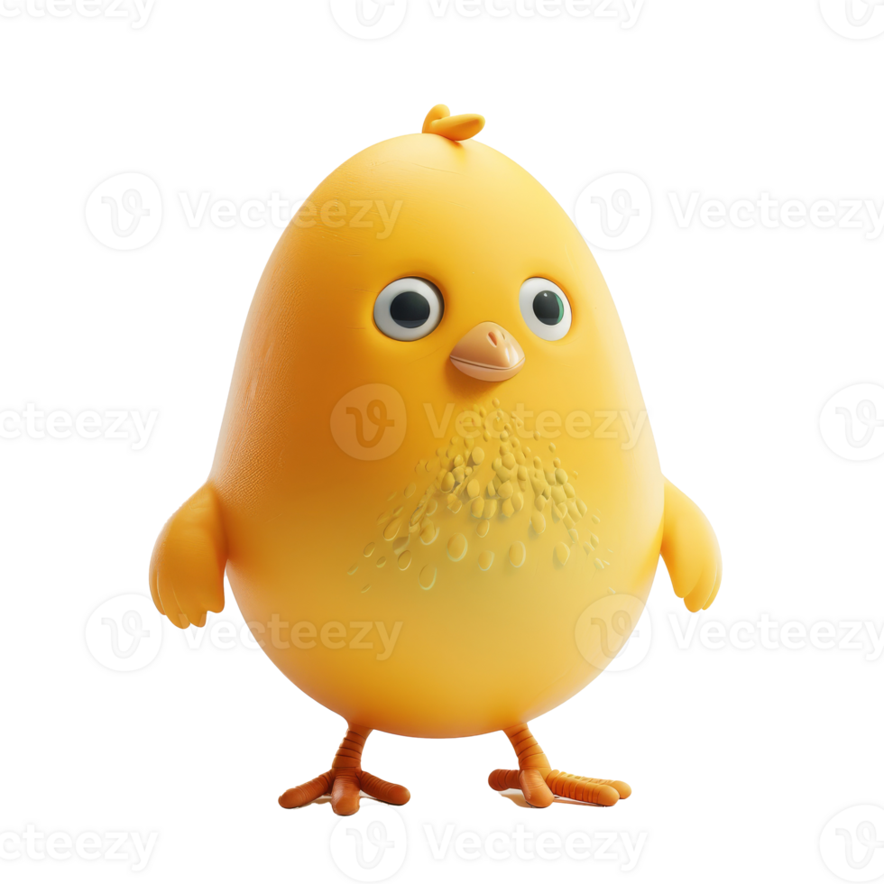 A cute 3D cartoon chicken looking at the camera with big eyes png