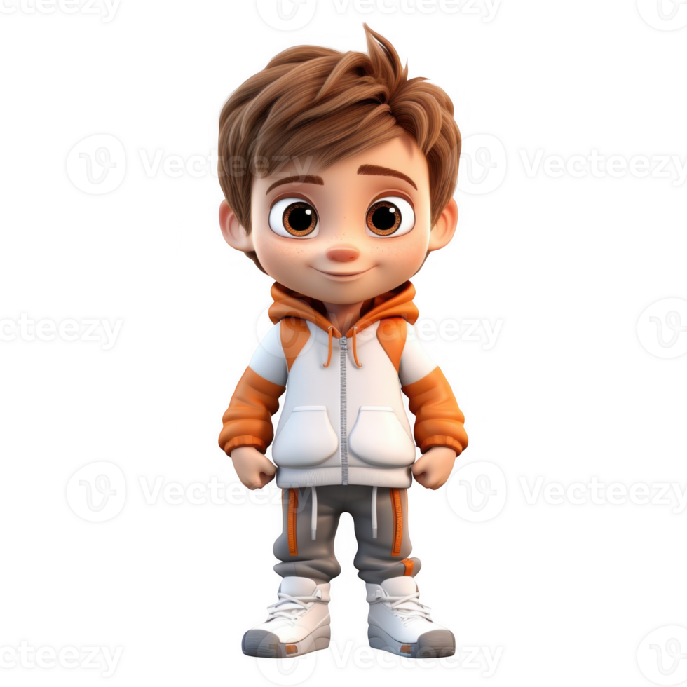 3d character cute kid on transparent background png