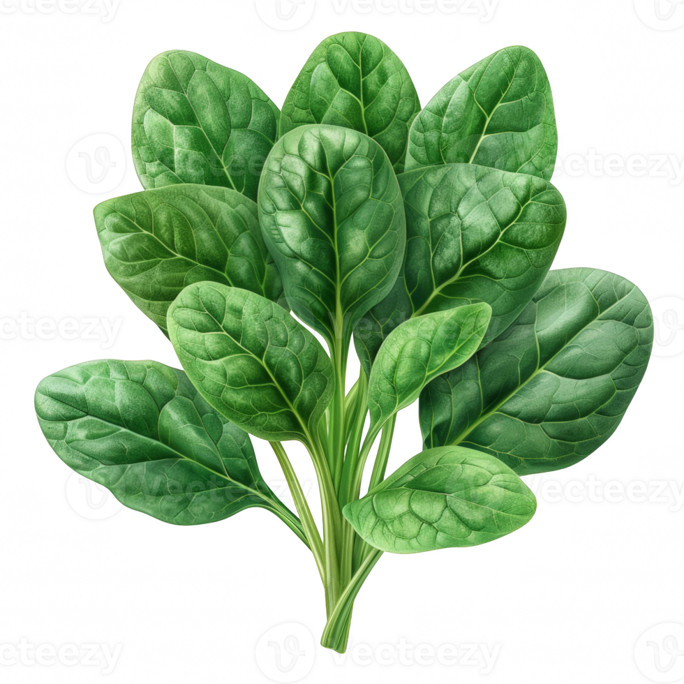 Fresh Spinach leaves on transparent background png