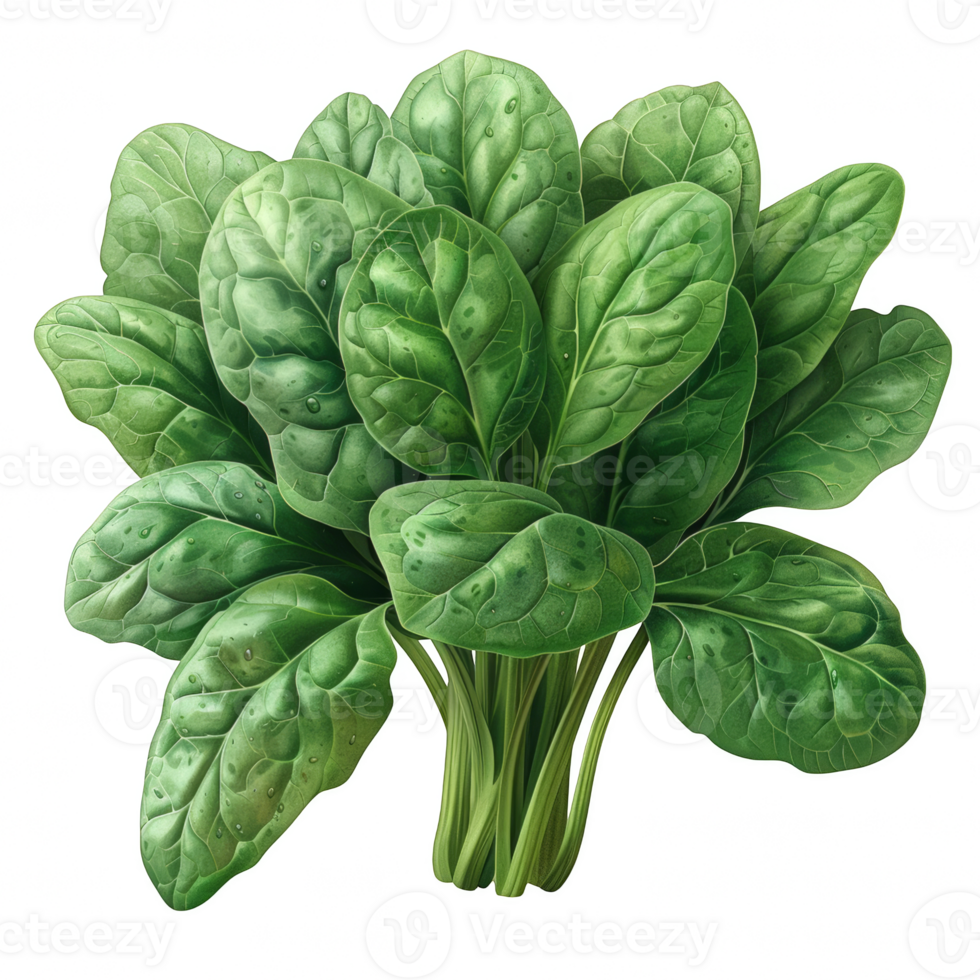 Fresh Spinach leaves on transparent background png