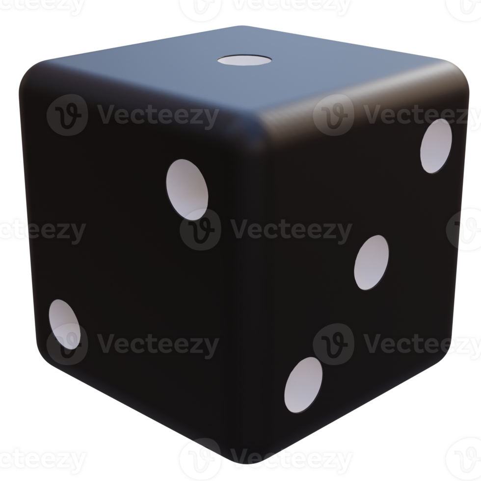 3d render black dice with background transparent png