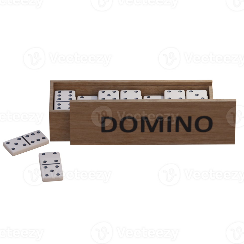 3d render domino box with transparent background png