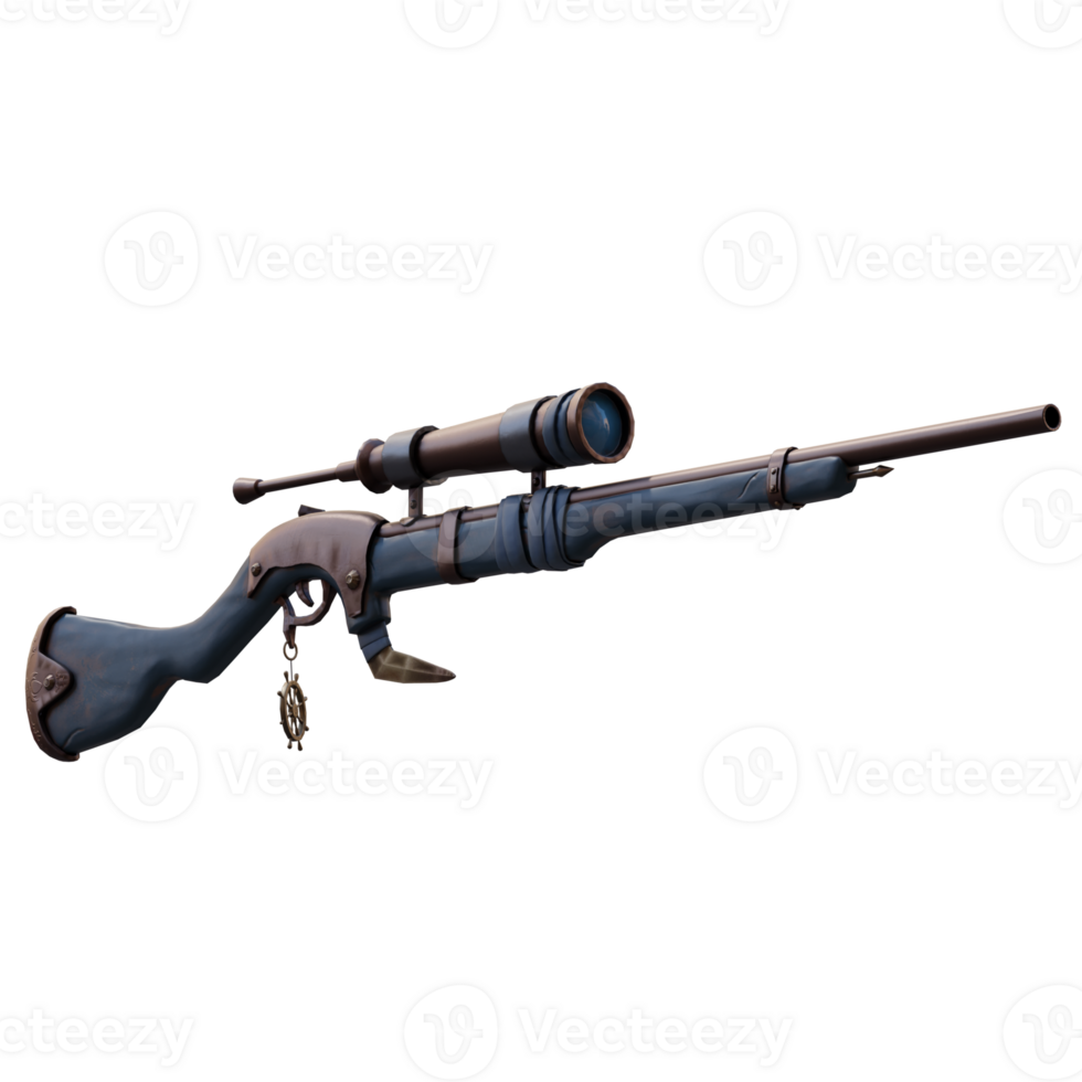 3d render gaming sniper rifle with transparent background png
