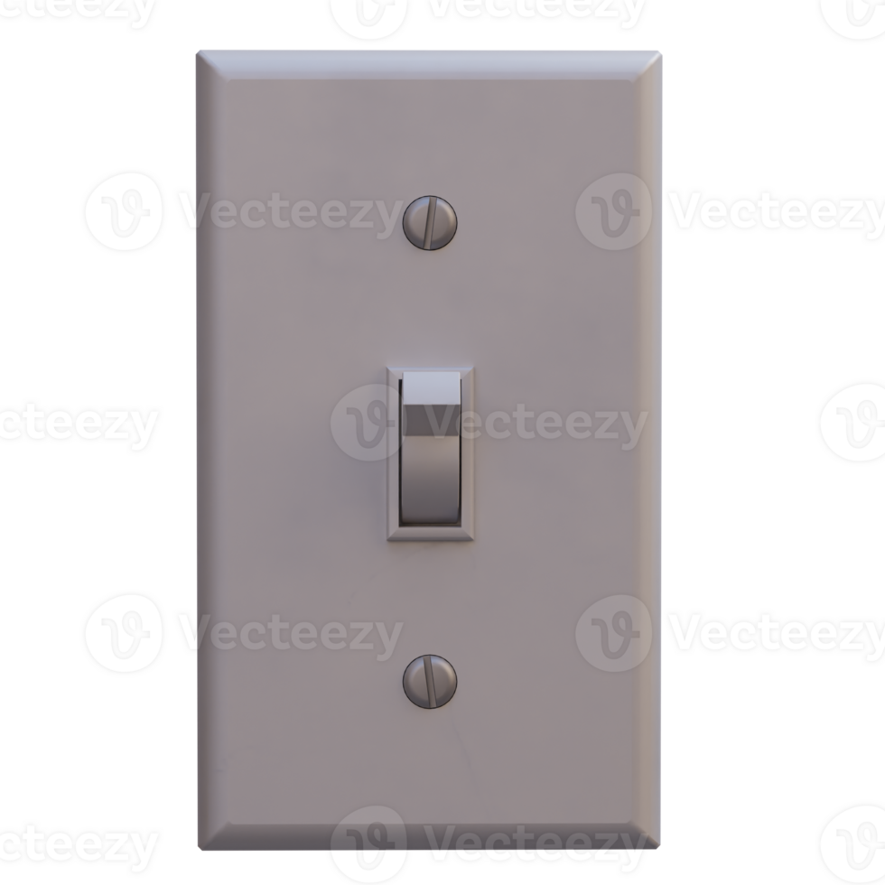 3d render single switch light with transparent background png