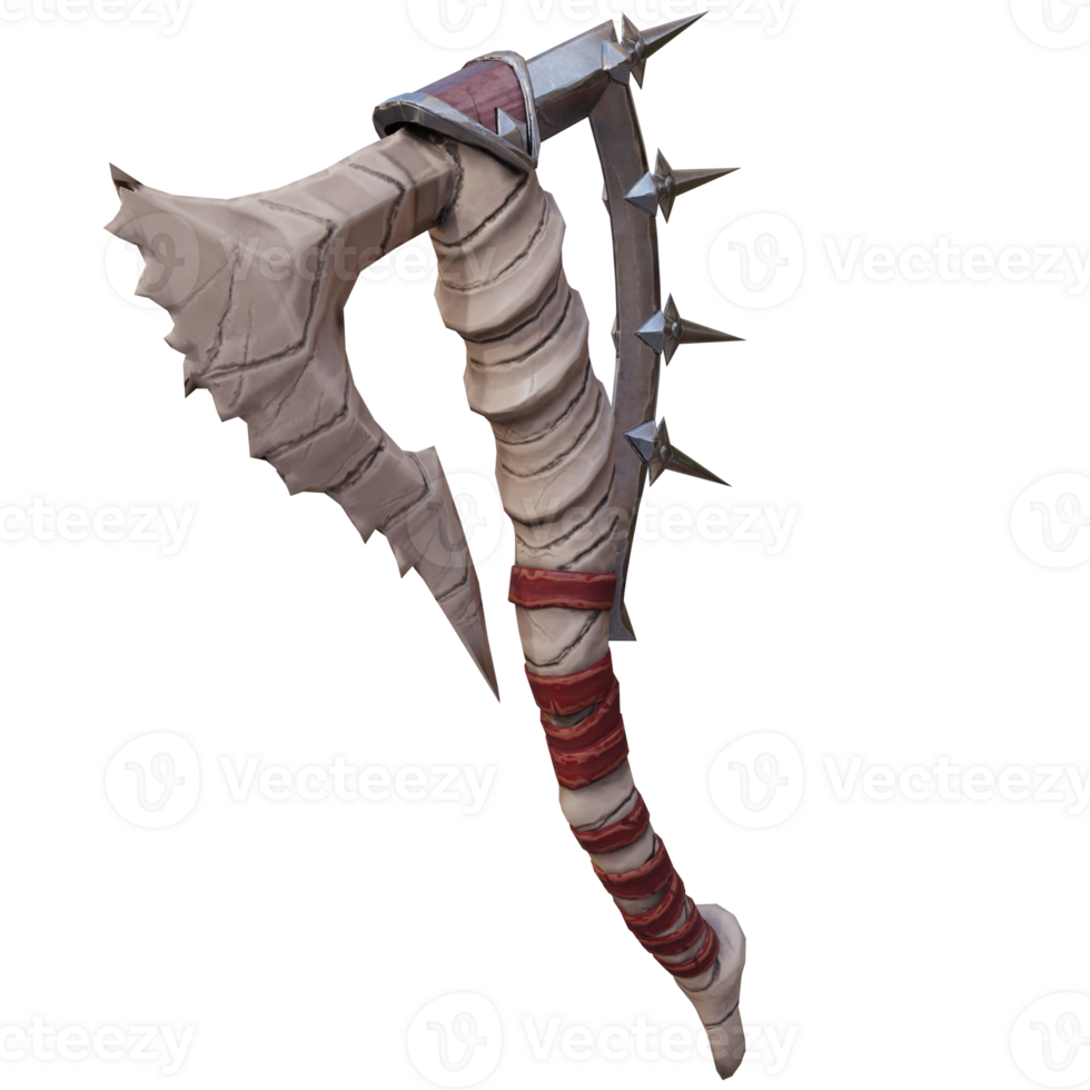 3d render gaming axe with background transparent png
