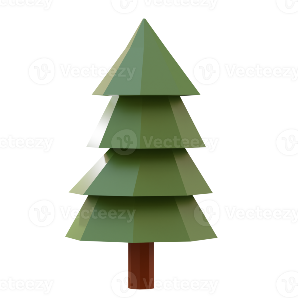 3d render low poly tree with background transparent png