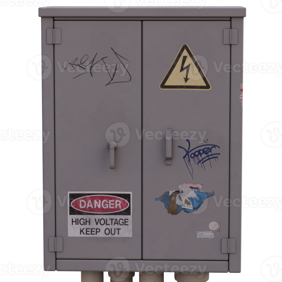 3d render electrical box with transparent background png