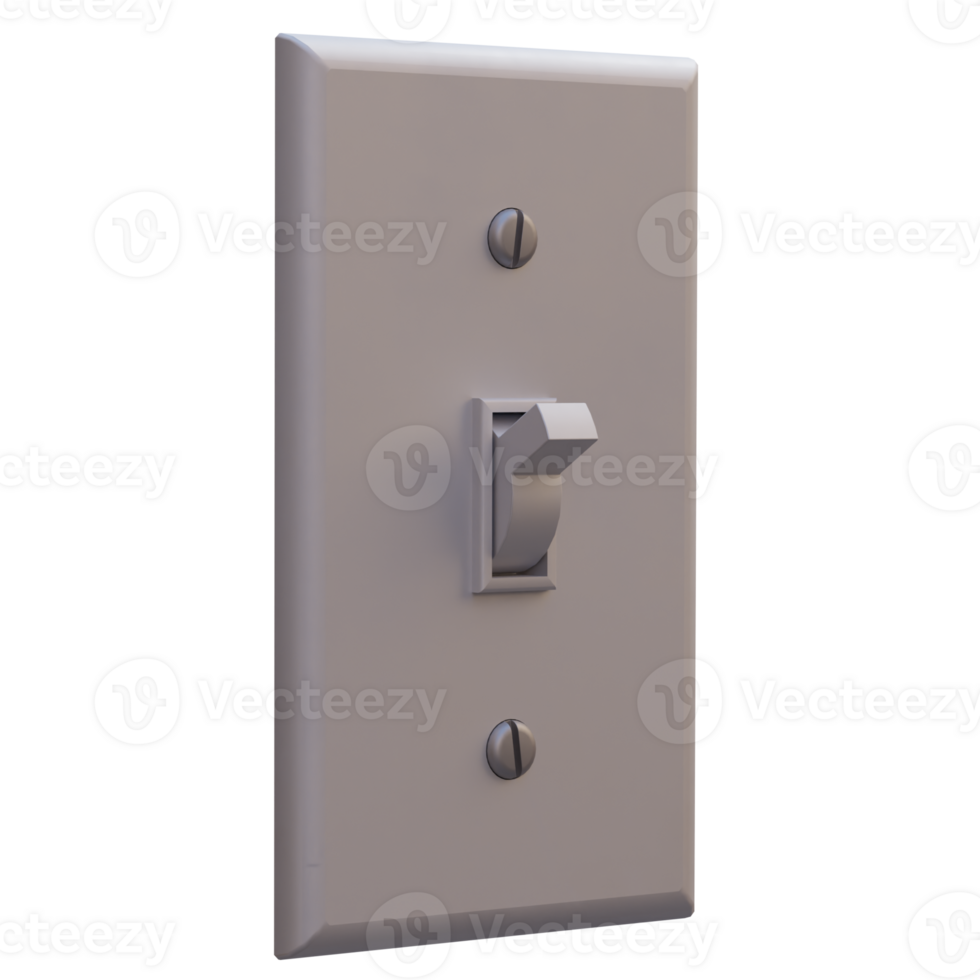 3d render single switch light with transparent background png