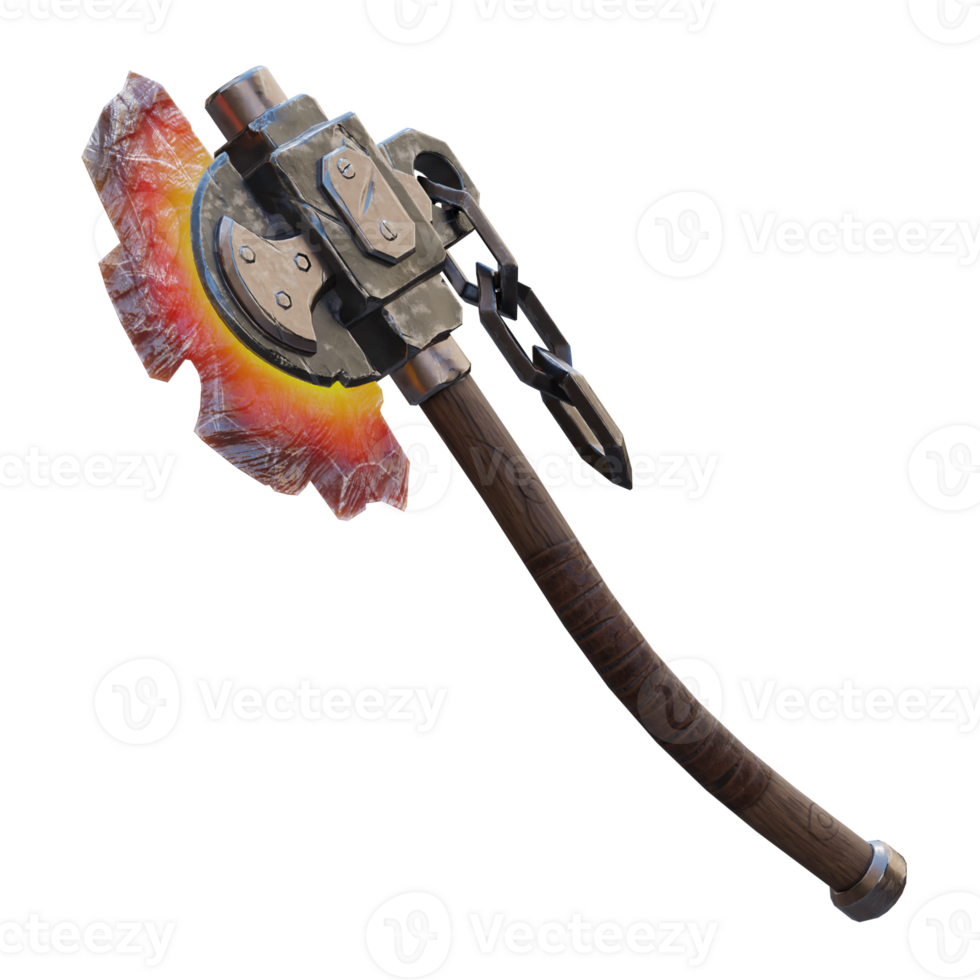 3d render gaming axe with background transparent png
