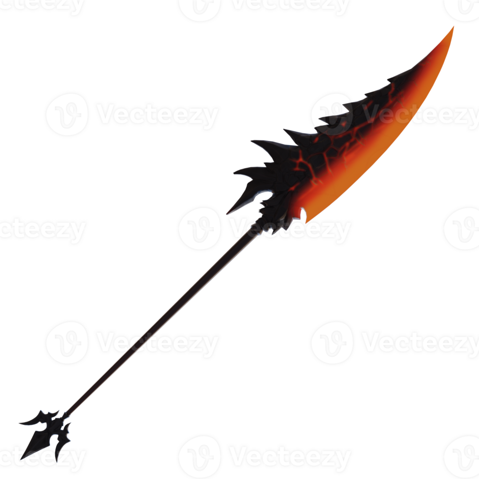 3d render gaming infernal spear with background transparent png