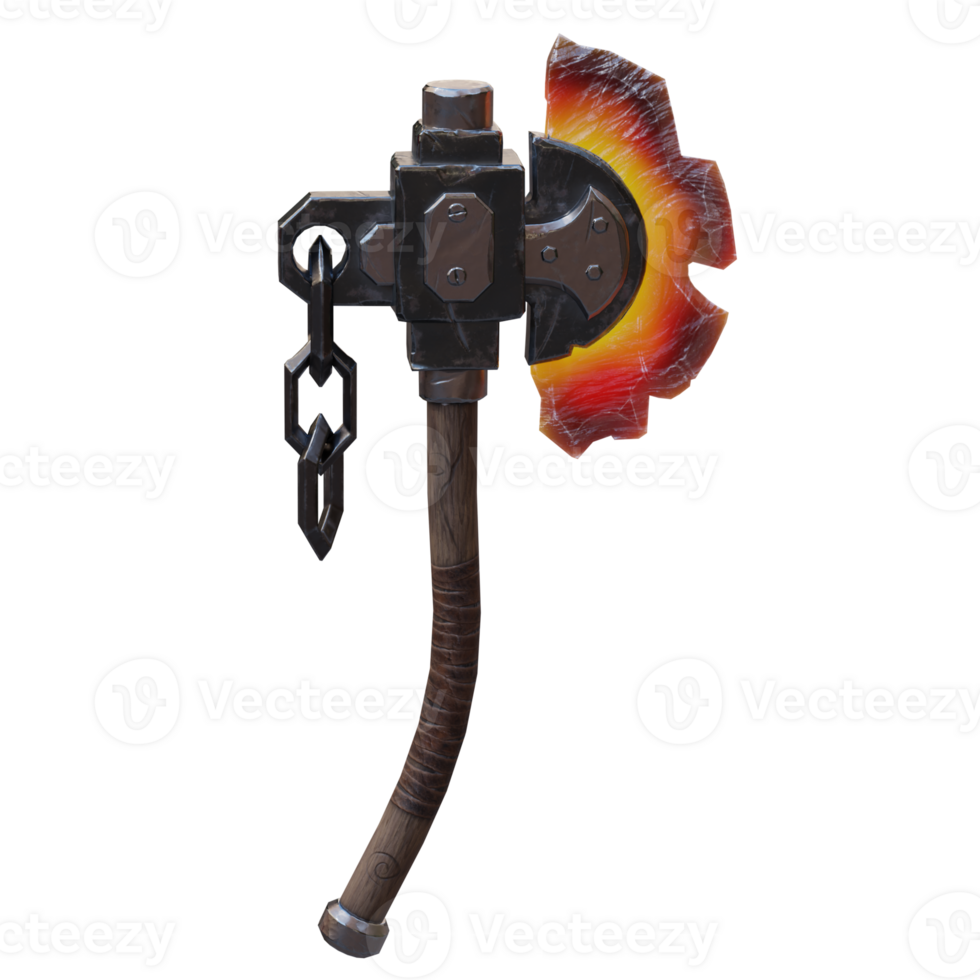 3d render gaming axe with background transparent png