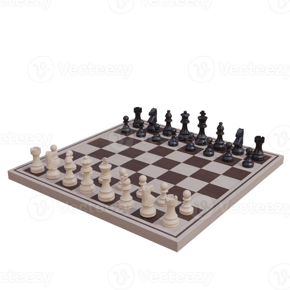 3d render chessboard with transparent background png