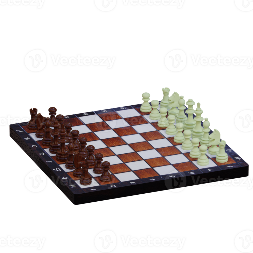 3d render chessboard with transparent background png