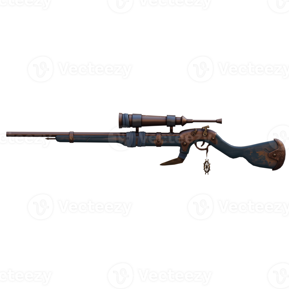 3d render gaming sniper rifle with transparent background png
