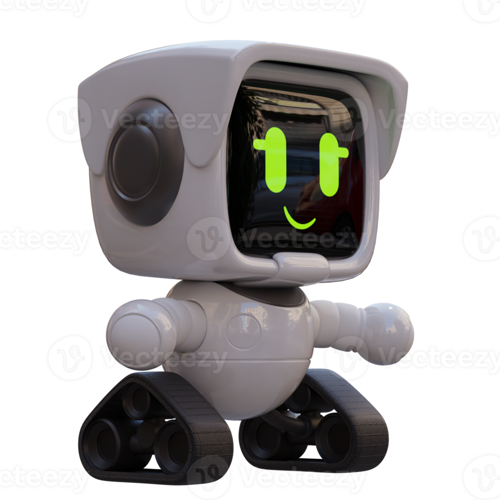 3d render mini robot with transparent background png