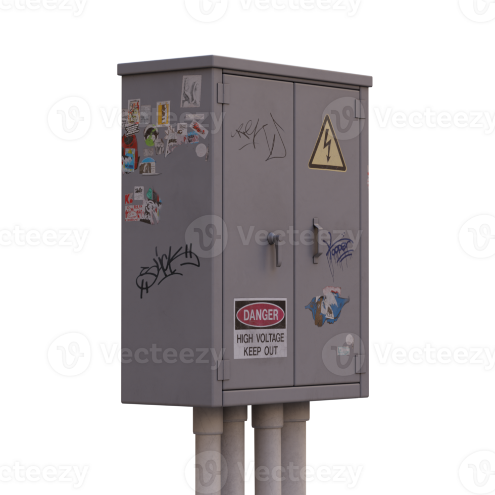 3d render electrical box with transparent background png