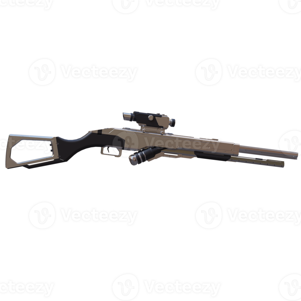 3d render gaming rifle with transparent background png