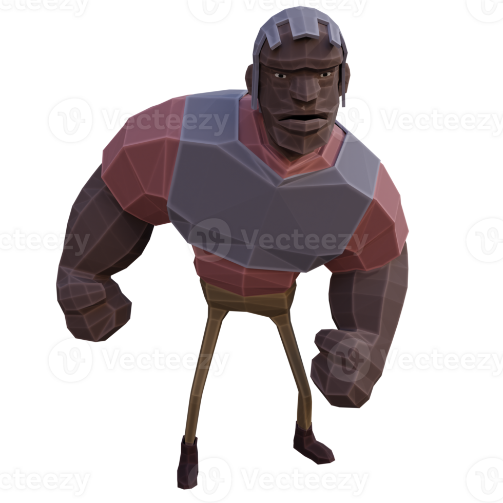 3d render gaming strong character with transparent background png