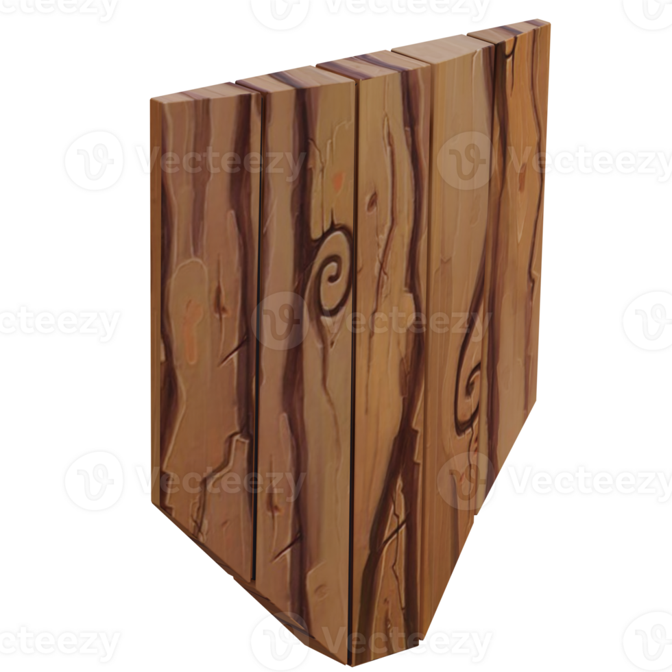 3d render gaming wooden shield with transparent background png