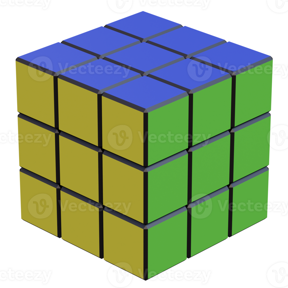 3d render magic cube with transparent background png