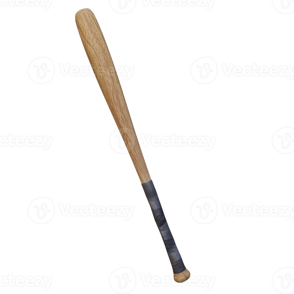 3d render wooden baseball bat with transparent background png