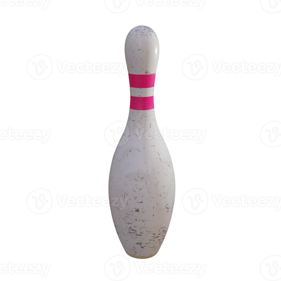 3d render bowling pin with transparent background png