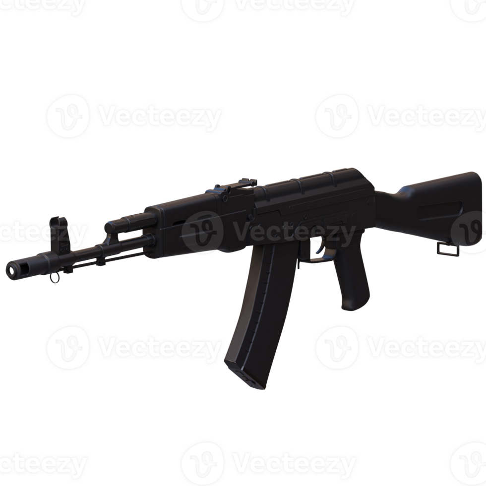 3d render gaming rifle ak47 with transparent background png