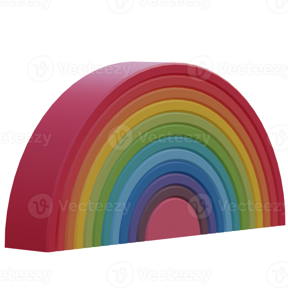 3d render rainbow toy with transparent background png
