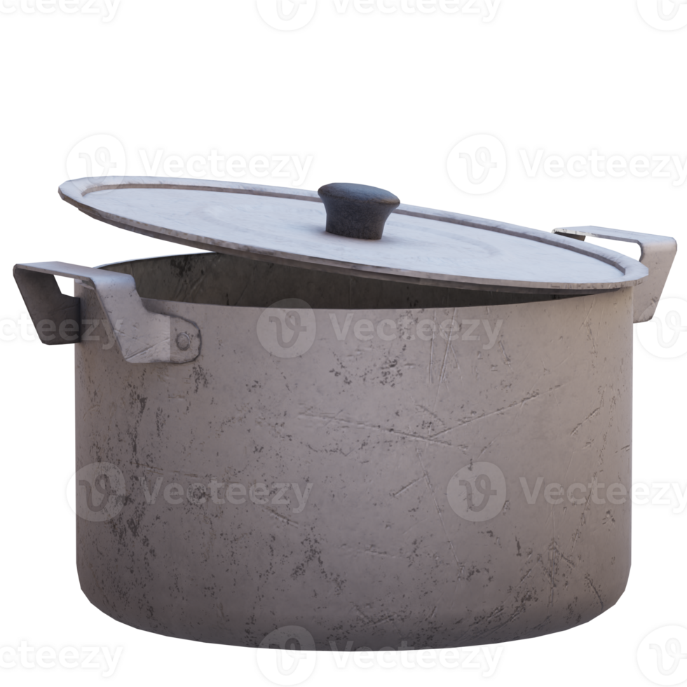 d render old aluminum pan with transparent background png