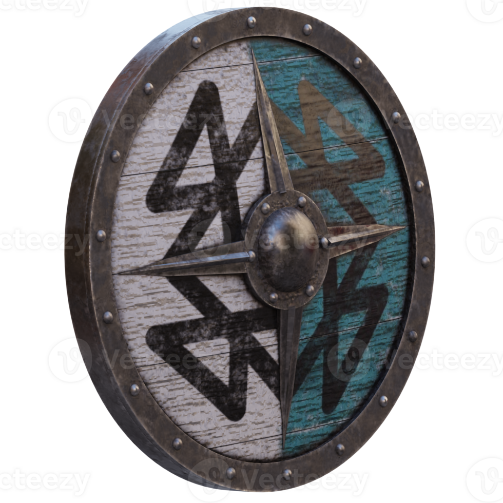 3d render medieval viking shield with background transparent png