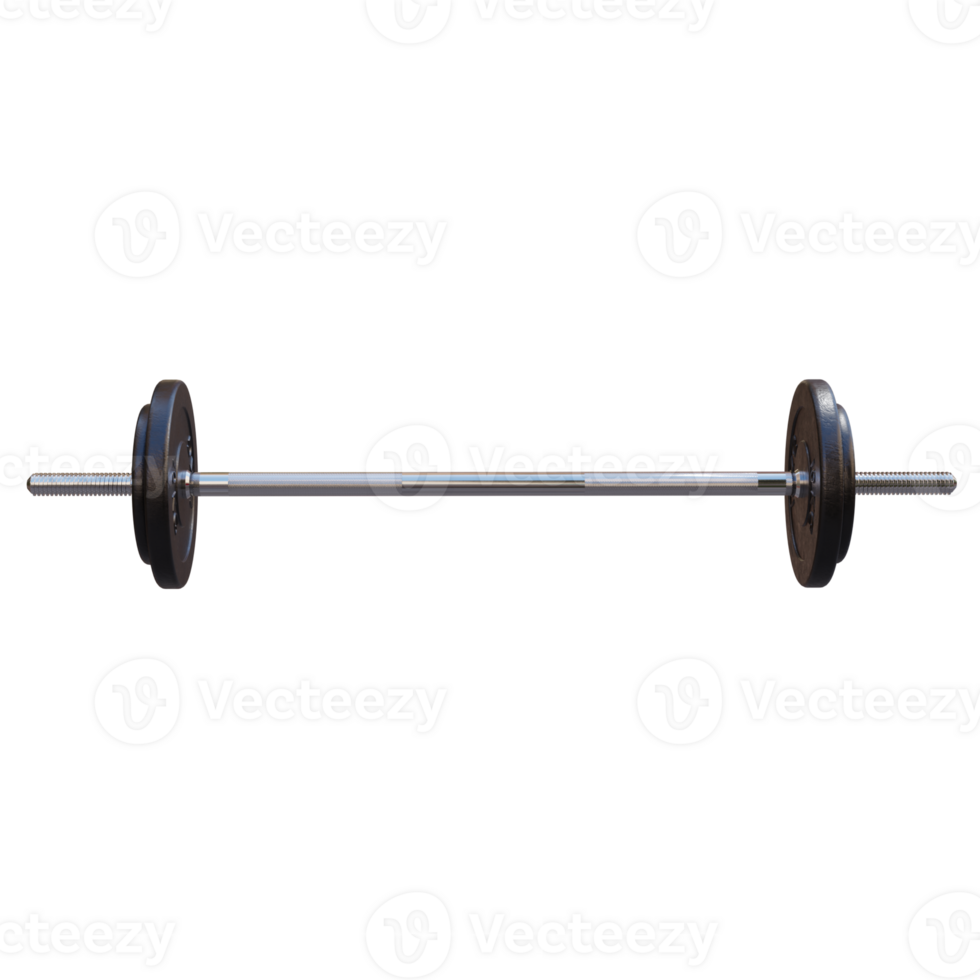 3d render barbell bar with weights with transparent background png