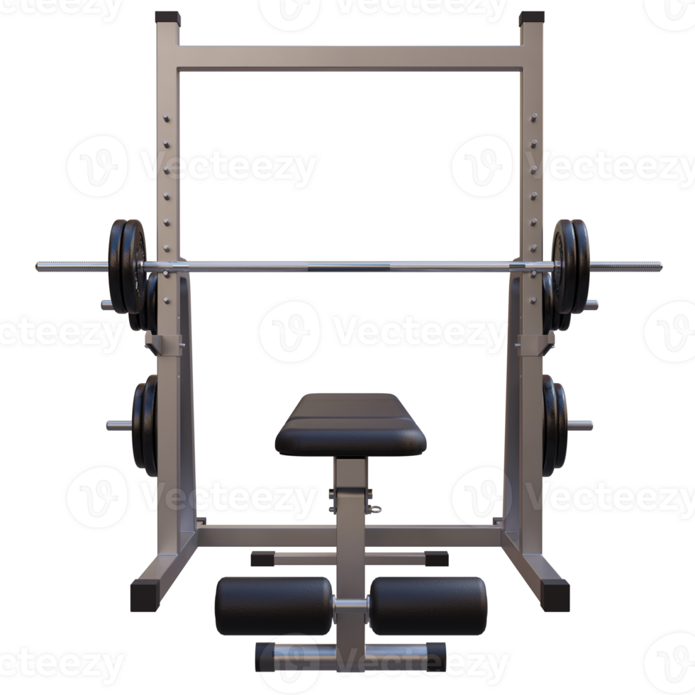 3d render bench press with transparent background png