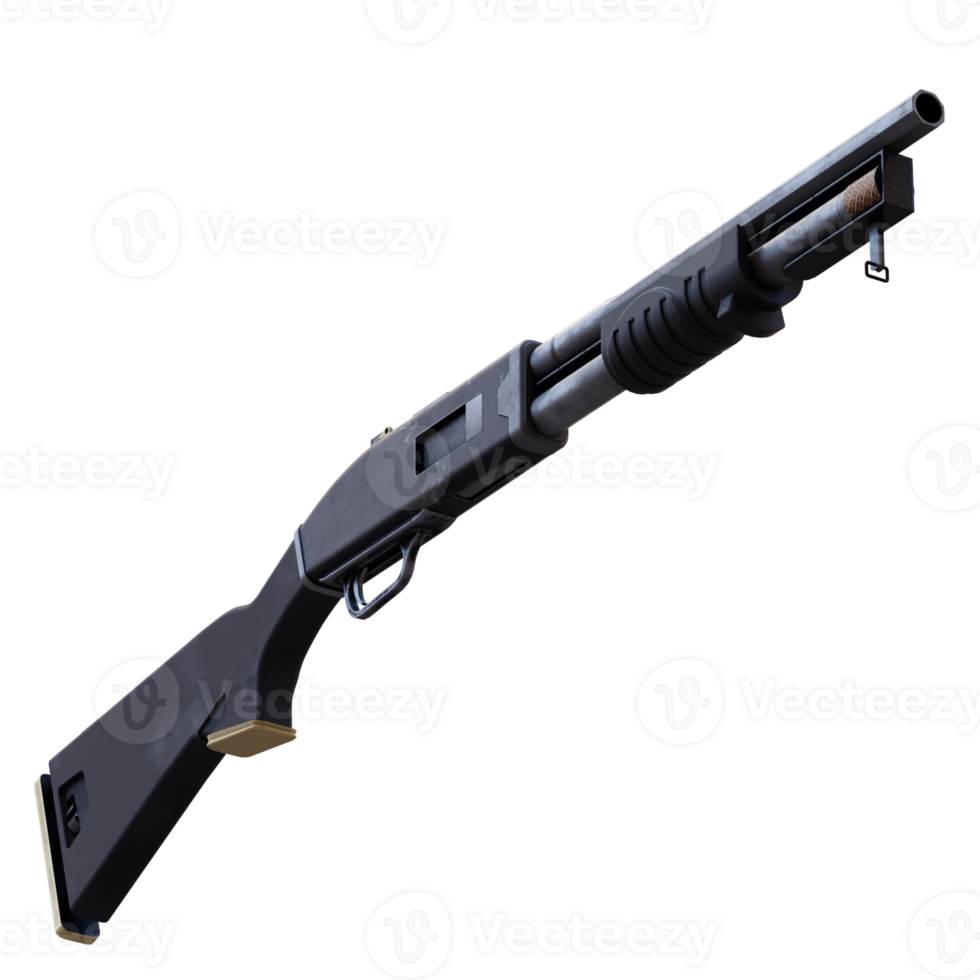 3d render gaming shotgun with transparent background png