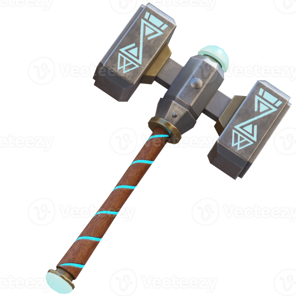 3d render gaming hammer metal with background transparent png