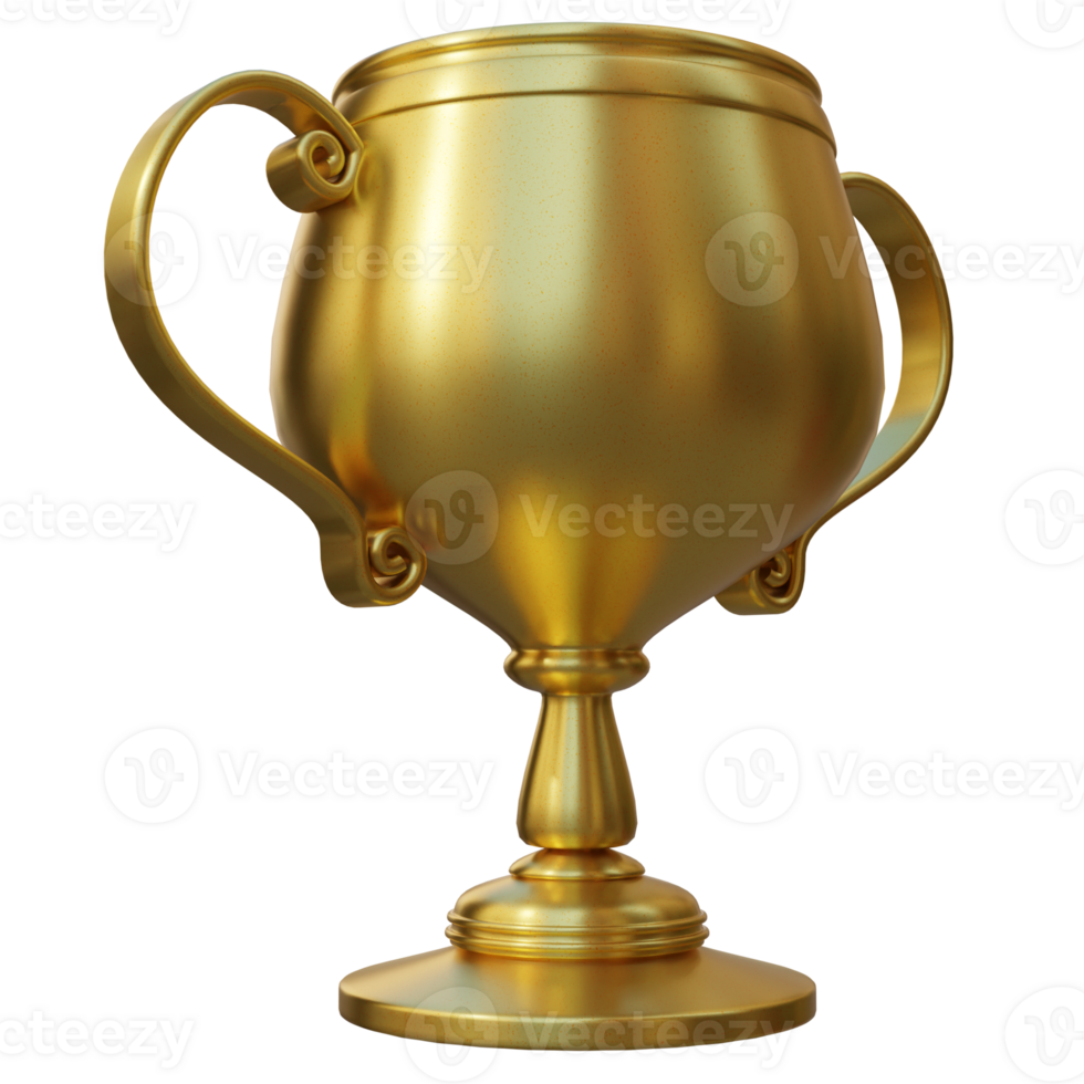 3d render first place champion gold trophy cup with transparent background png