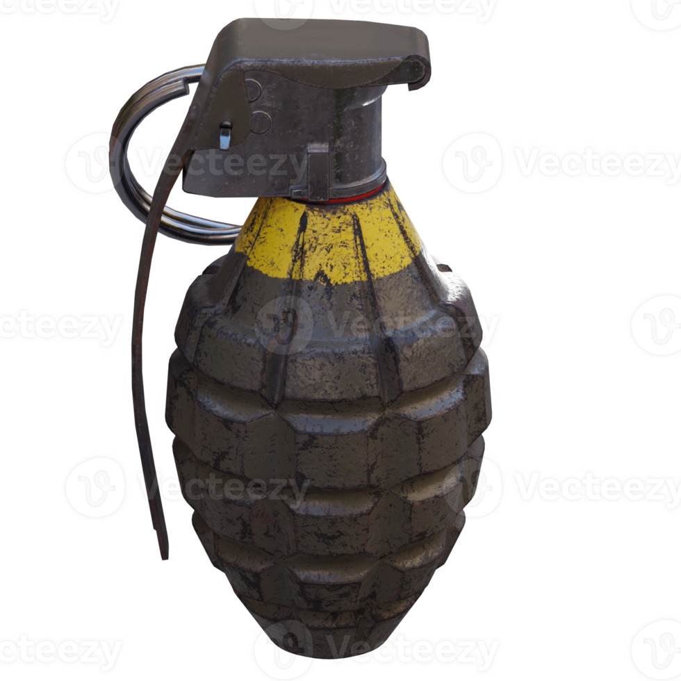 3d render gaming hand grenade with transparent background png