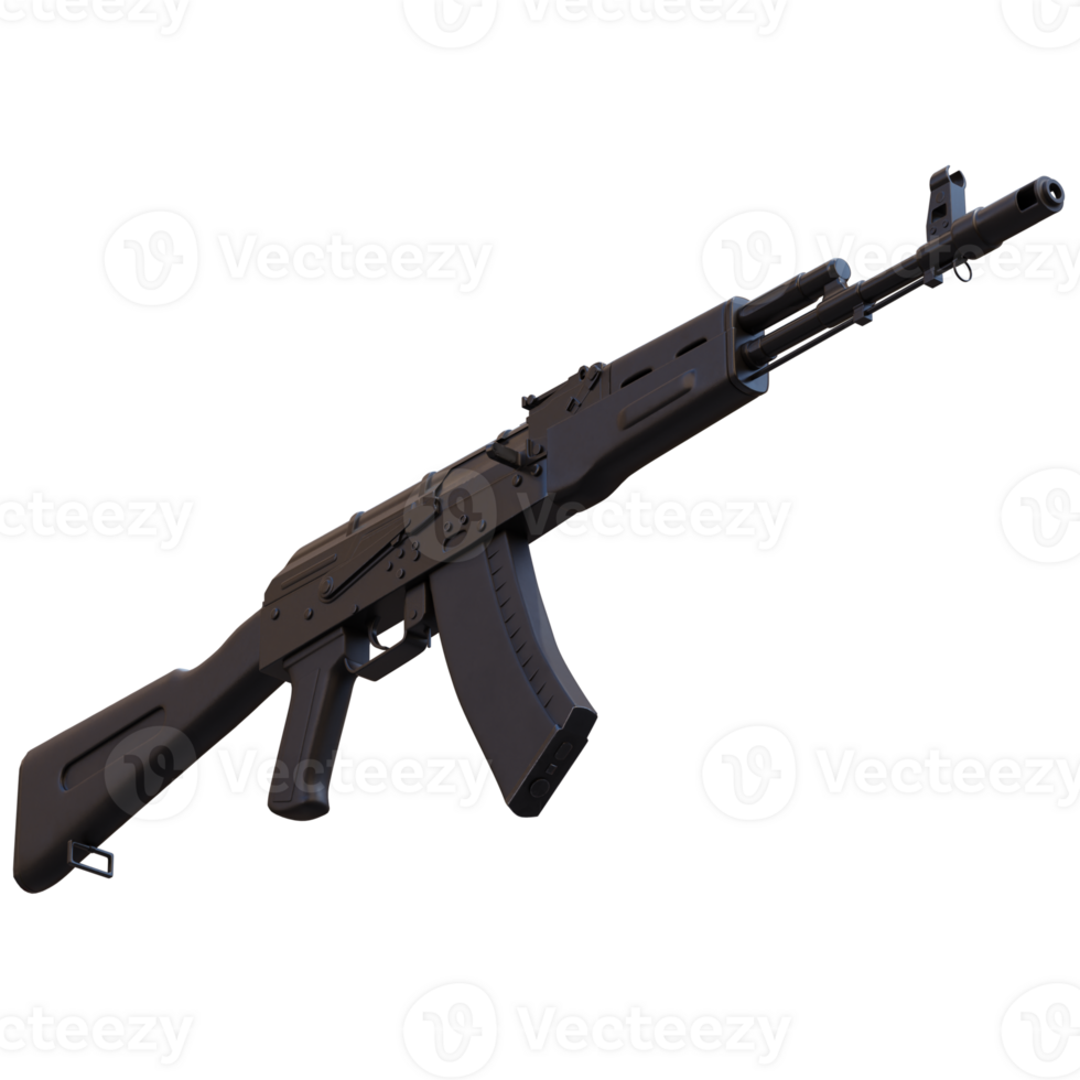 3d render gaming rifle ak47 with transparent background png