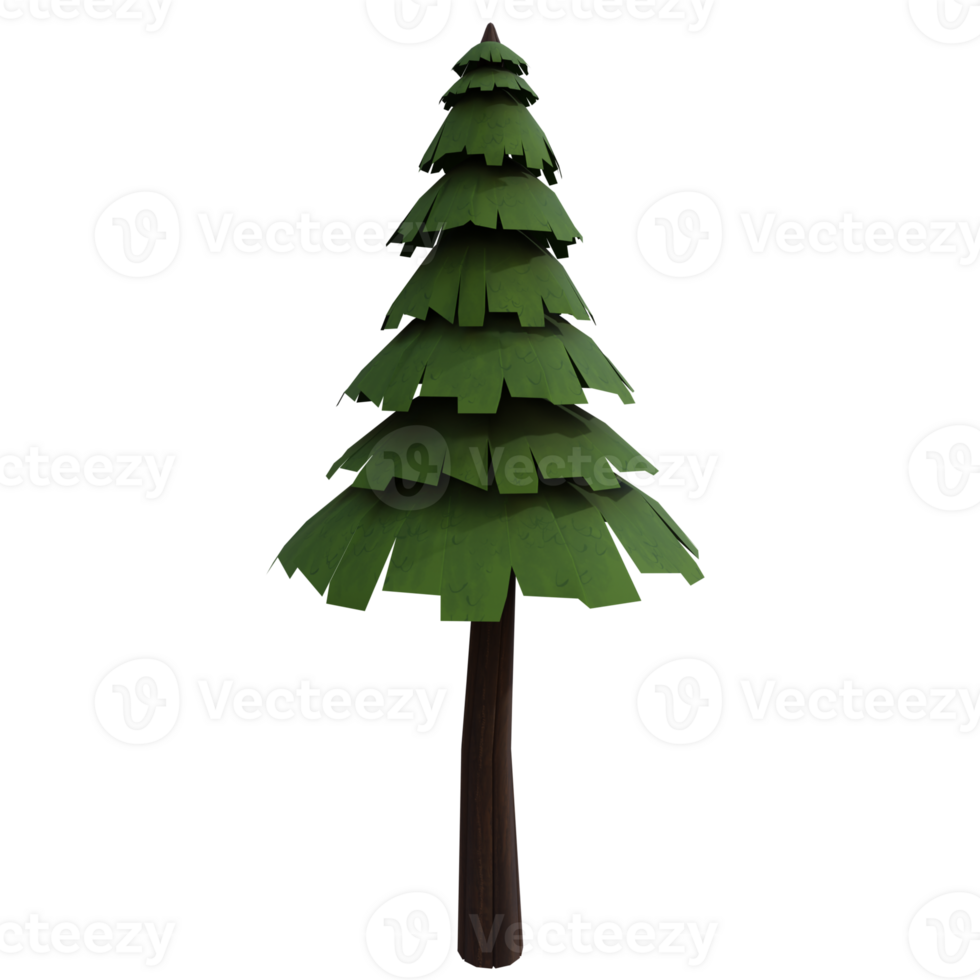 3d render pine tree with background transparent png