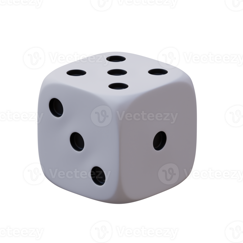 3d render white dice with background transparent png
