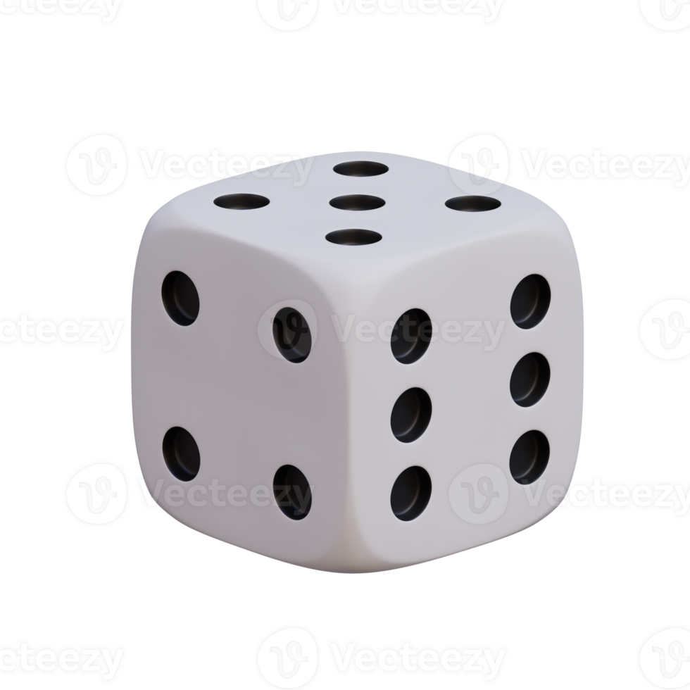 3d render white dice with background transparent png