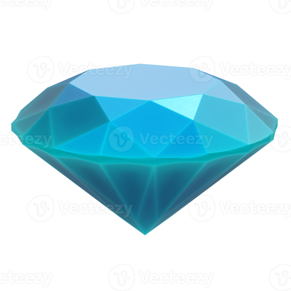 3d render lowpoly diamond with transparent background png