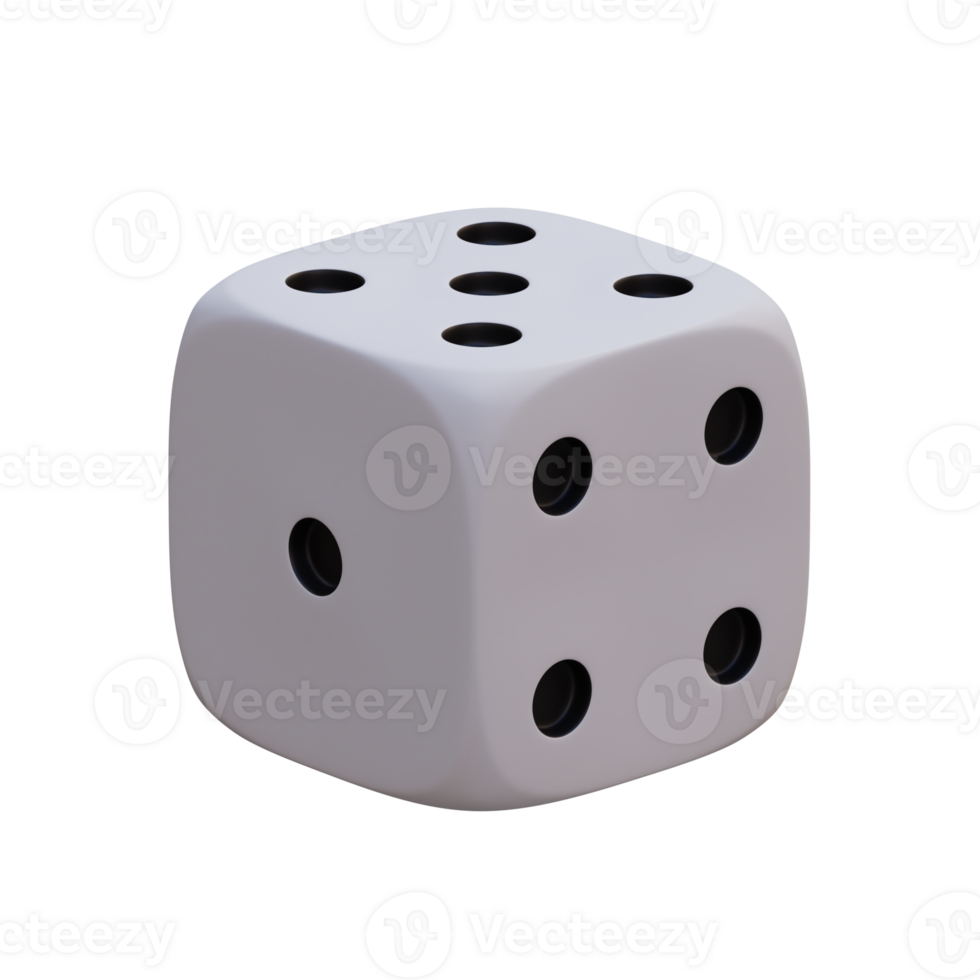 3d render white dice with background transparent png
